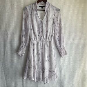 White House Black Market Snake Print Size 00 Smocked Long Sleeve Mini Dress #698